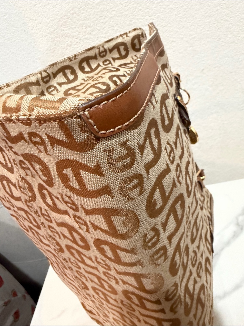 ETIENNE AIGNER Brown Logo Canvas Tote Bag EUC - Picture 6 of 8